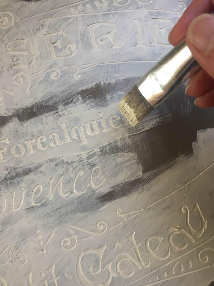 White-on-white stencil. White-on-white stencil.