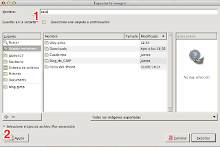 Resultado de imagen para exportar y guardar gimp