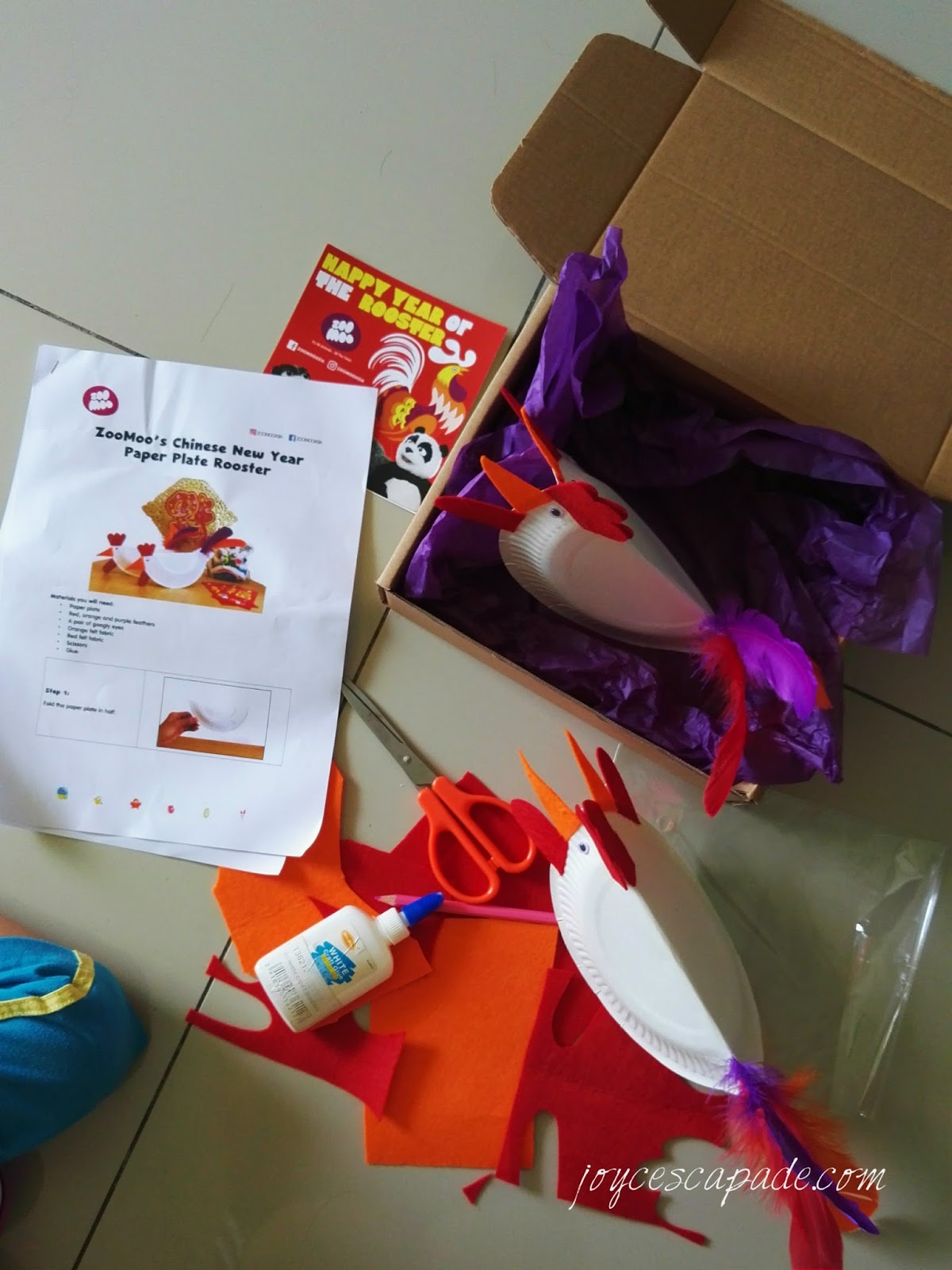 ZooMoo's Chinese New Year Paper Plate Rooster Craft Activity Joy 'N