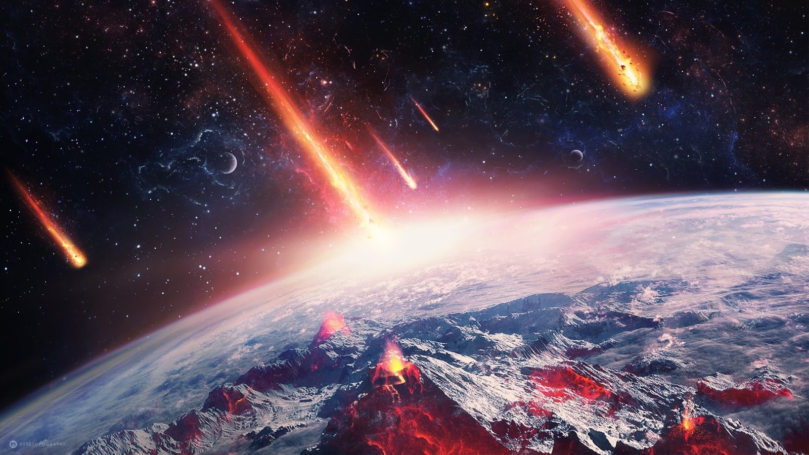 Meteor fall on Earth 2560 x 1440