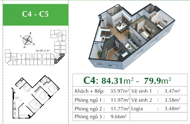 Thiết kế căn hộ C4 Eco City Long Biên Thiết kế căn hộ C4 Eco City Long Biên