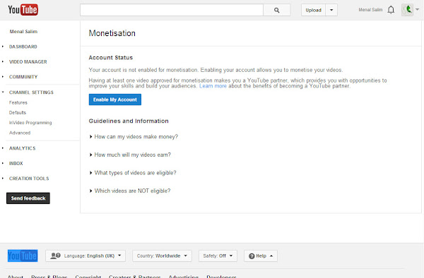 Google Adsense Account From YouTube Tutorial By EXEIdeas