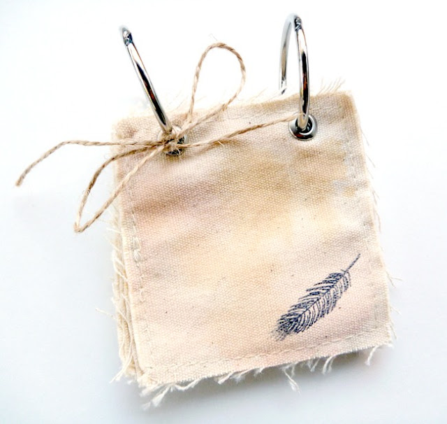 Tea Dyed Stamped Canvas Mini Album by Dana Tatar for Paper Wings Productions