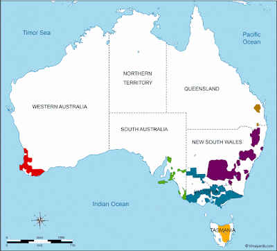 The wine-making regions of Australia