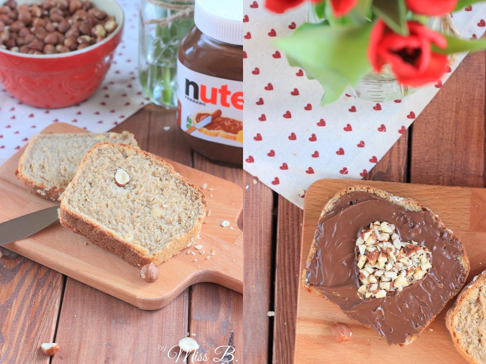 Selbst gebackenes Hafer-Haselnussbrot mit nutella Selbst gebackenes Hafer-Haselnussbrot mit nutella