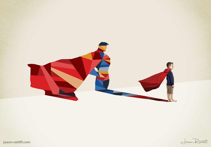 11-Superman-Clark-Kent-Christopher-Reeve-Jason-Ratliff-Comic-Book-Heroes-in-Super-Shadows-Illustrations-www-designstack-co