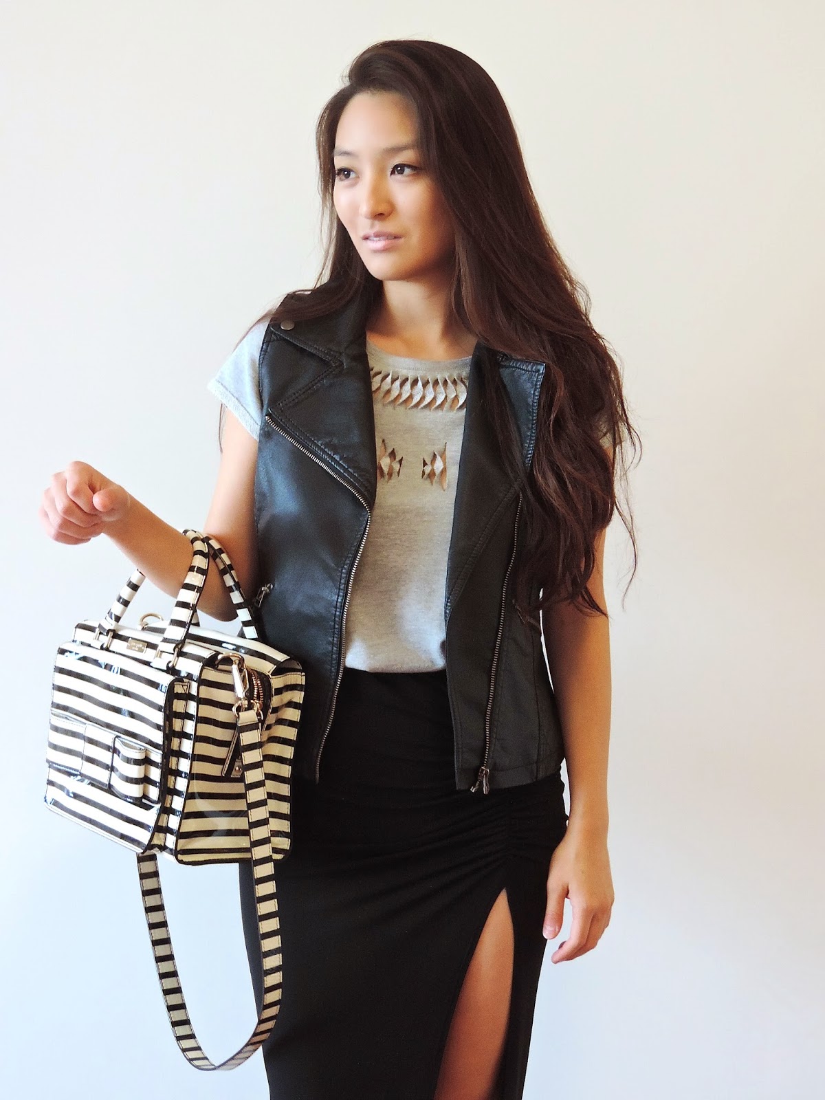 Faux leather vest