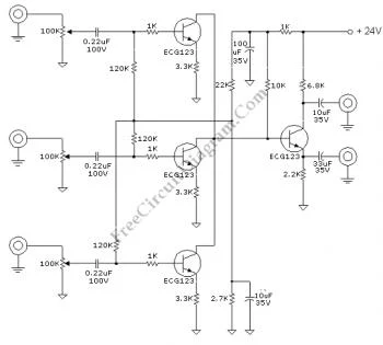 Audio mixer build with transistor