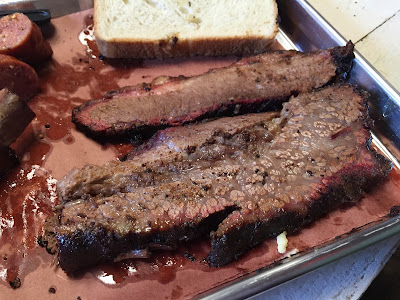 A close up on Truth Barbecue's cuts of brisket