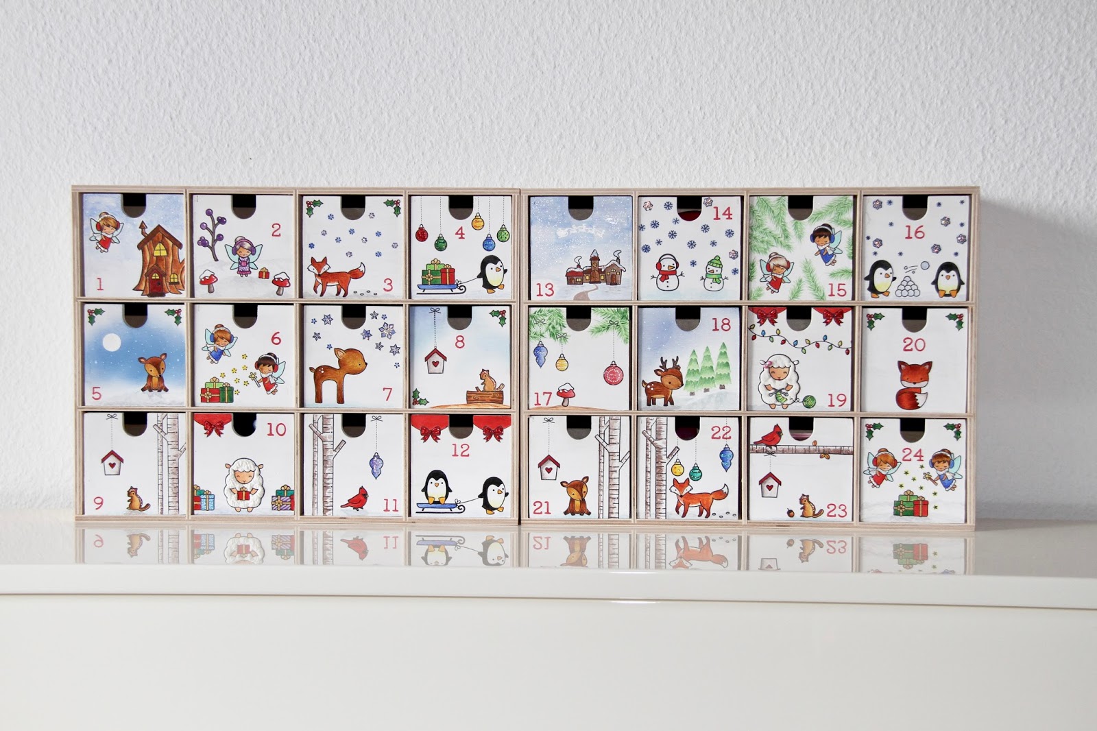 Advent calendar with MOPPE shelf/drawers by IKEA Papierlisi