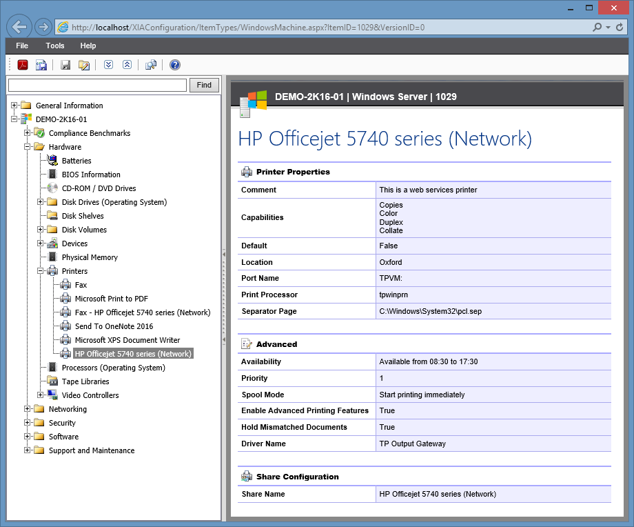 Document Printer Properties on Windows Computers