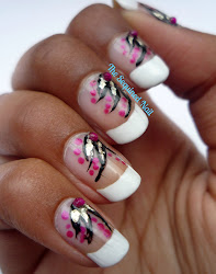 manicure french flowers normal nail closer