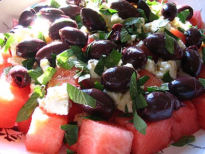 Watermelon & Feta Salad With Olives