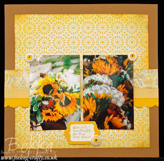Sunflower Scrapbook Page featuring the Afternoon Picnic Designer Papers from Stampin' Up! Check this blog each Saturday for a new Scrapbook Page