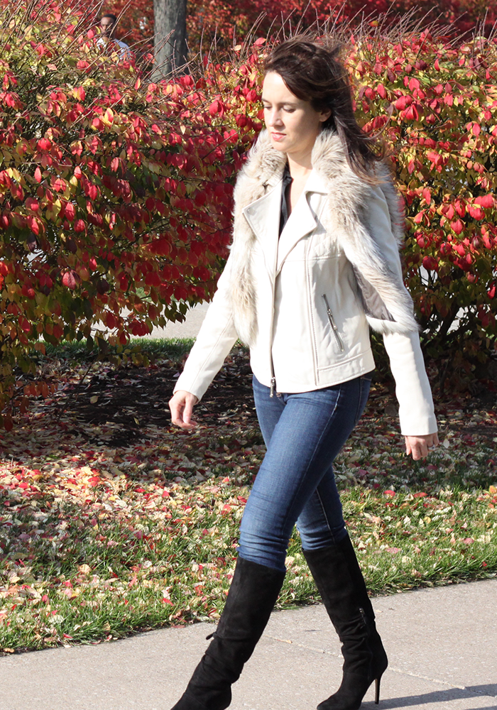 faux fur, leather jacket, what to wear winter, winter white