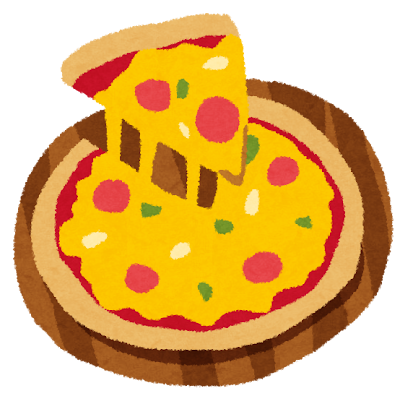 ピザのイラスト「トマトとサラミのピザ」
