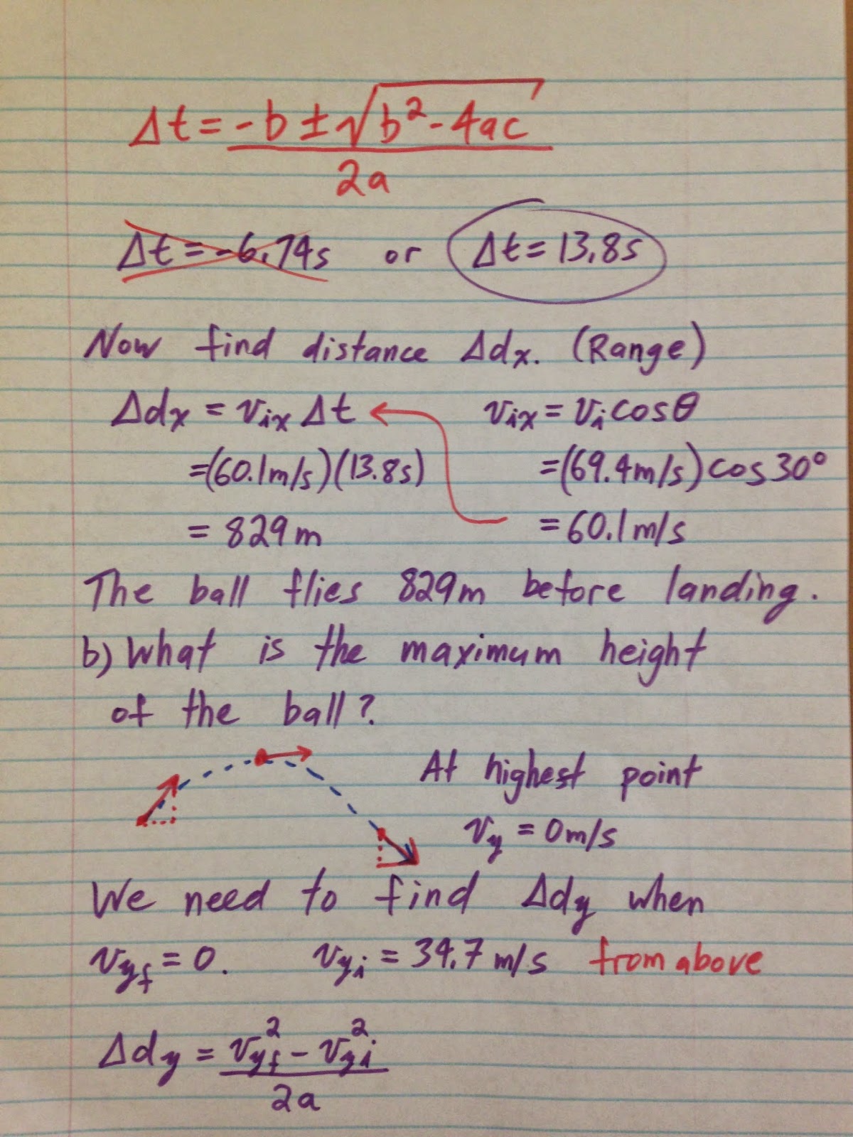 Grade 11 Physics Sept. 26 Projectile Motion Problems