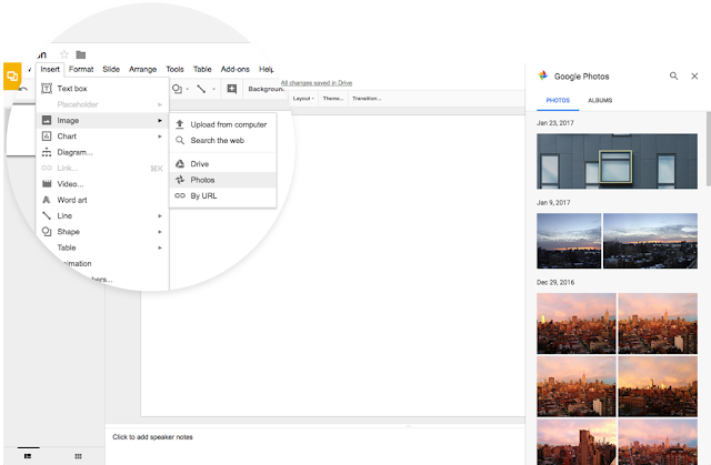 Insertion d'images sur Google Slides