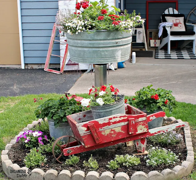 Decorating a Small Garden with Galvanized Planters & Junk