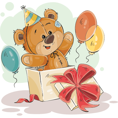 Birthday teddy and balloons