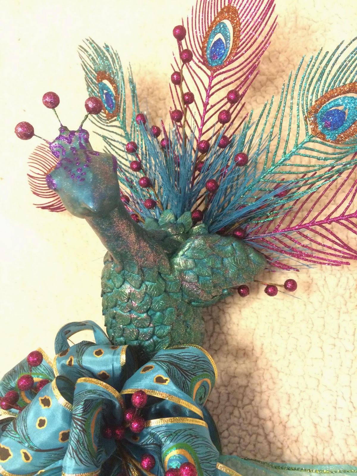 Creative Paperclay® air dry modeling material: Christmas Peacock Tree