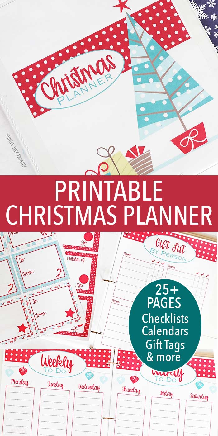 Printable Christmas Planner Organizer with over 25 planning pages! Checklists, To Do Lists, Wish List, Gift Giving Planners, Gift Tags, Letters to Santa, and so much more! Everything you need to get organized and enjoy the holidays.