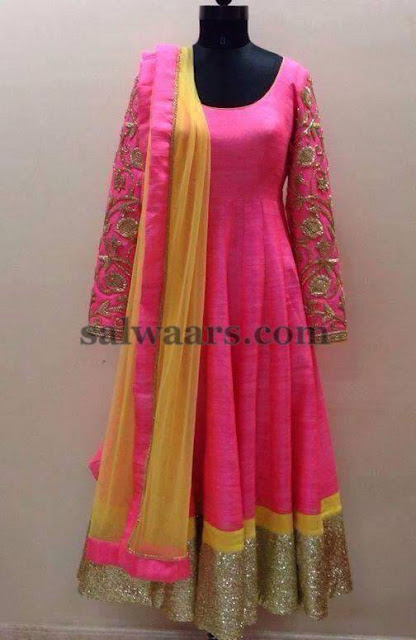 Silk Salwar with Thread Sleeves - Indian Dresses