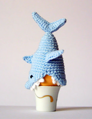 crochet shark Easter Egg Cozy