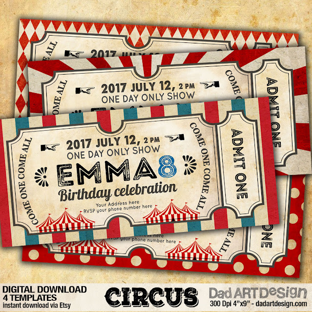 CIRCUS INVITATION CARDS INSTANT DOWNLOAD FROM ETSY