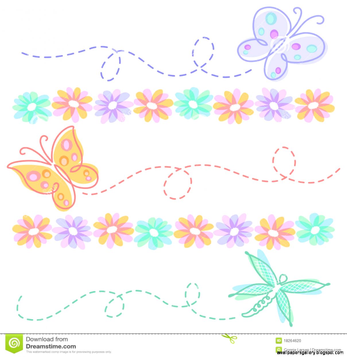Spring Flower Butterfly Borderseps Stock Photo   Image 18264620