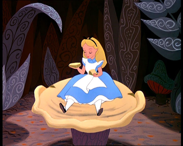 Alice on Mushroom Alice in Wonderland 1951 animatedfilmreviews.filminspector.com