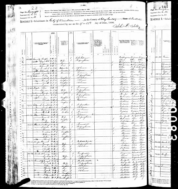 GeneaMusings Treasure Chest Tuesday 1880 U.S. Census Record for