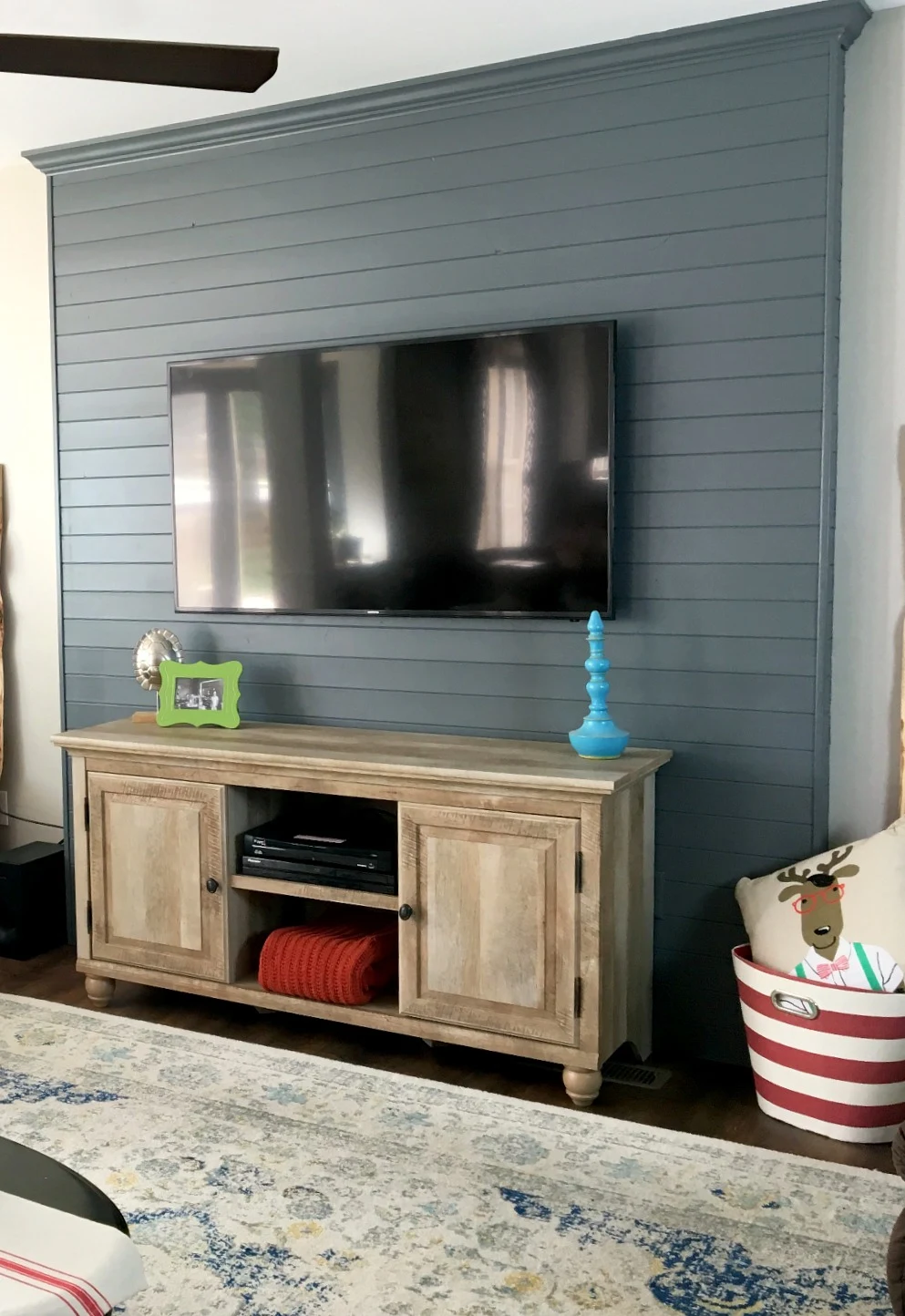 breaking up TV wall with faux accent wall
