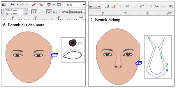 cara menggambar wajah dengan corel draw