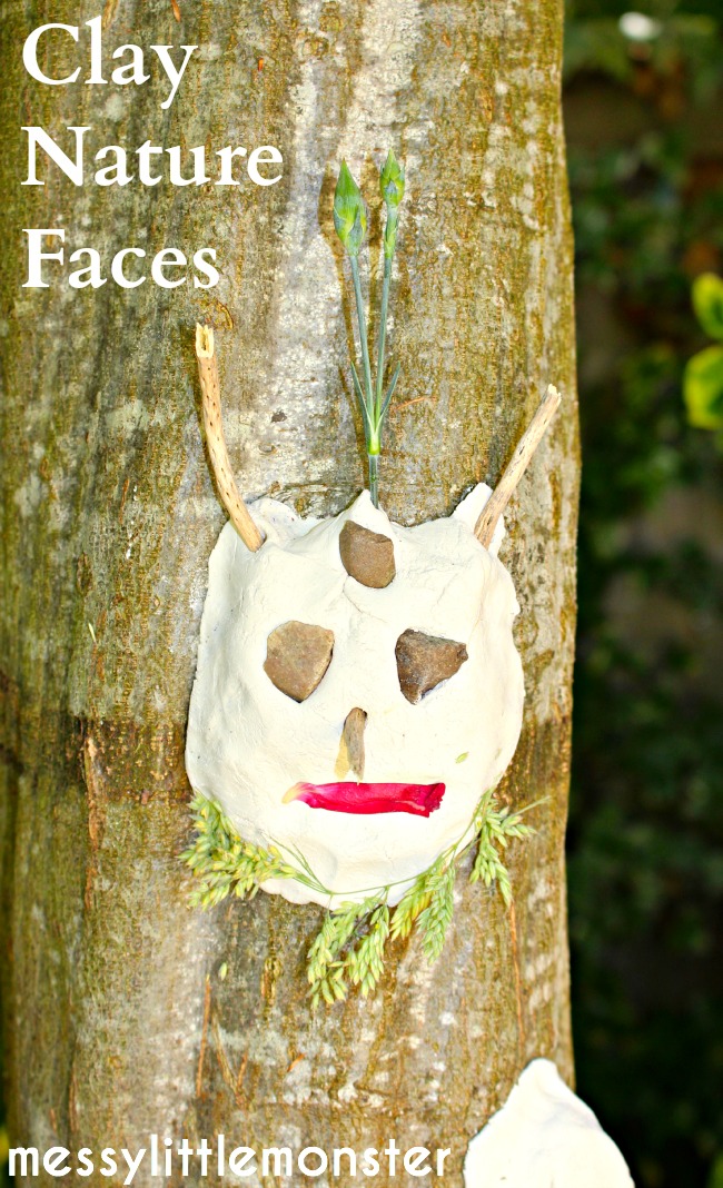 Clay Nature Faces Messy Little Monster