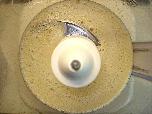 Process eggs and honey in a food processor