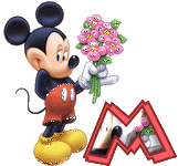 Alfabeto tintineante de Mickey con ramo de flores M.