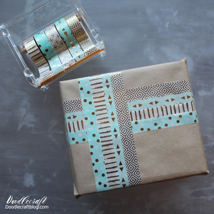 DIY gift wrap ideas with packing and washi tape 