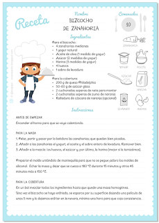 Receta de bizcocho de zanahoria fácil,by Eva Barceló Contenidos e Ilustración Mallorca Chef infantil personaje