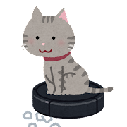 ロボット掃除機に乗る猫のイラスト
