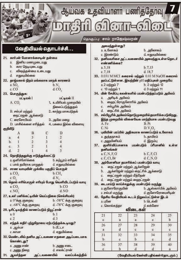 TNPSC Lab Assistant Model Question Papers 2018