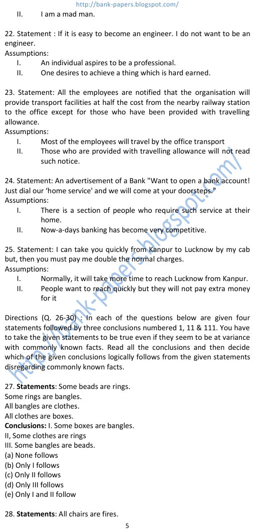 ibps exam sample question papers