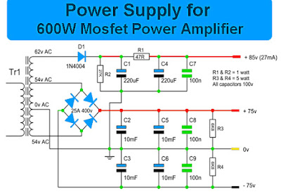 Power Supply for 600 Watt Mosfet Power Amplifier
