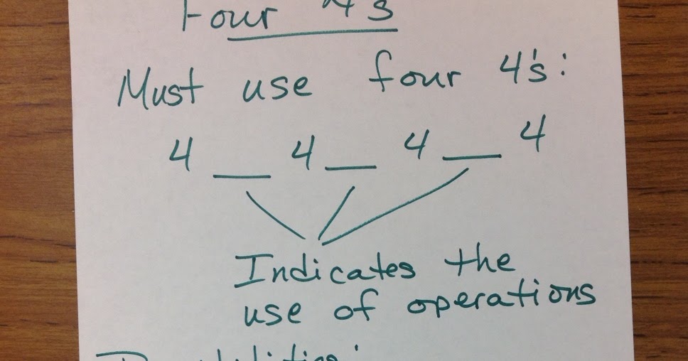 Mrs.Warren - Math on Team Vista: Problem Solving -- Four 4's