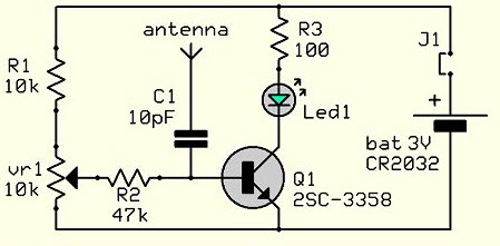 HomeMade DIY HowTo Make: Simple RF Mobile Signal Detector Schematic Diagram Circuit to detect