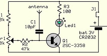 HomeMade DIY HowTo Make: Simple RF Mobile Signal Detector Schematic