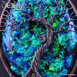 Zoom View - Antiqued Copper Wire Wrapped Tree of Life Pendant by Tim Whetsel