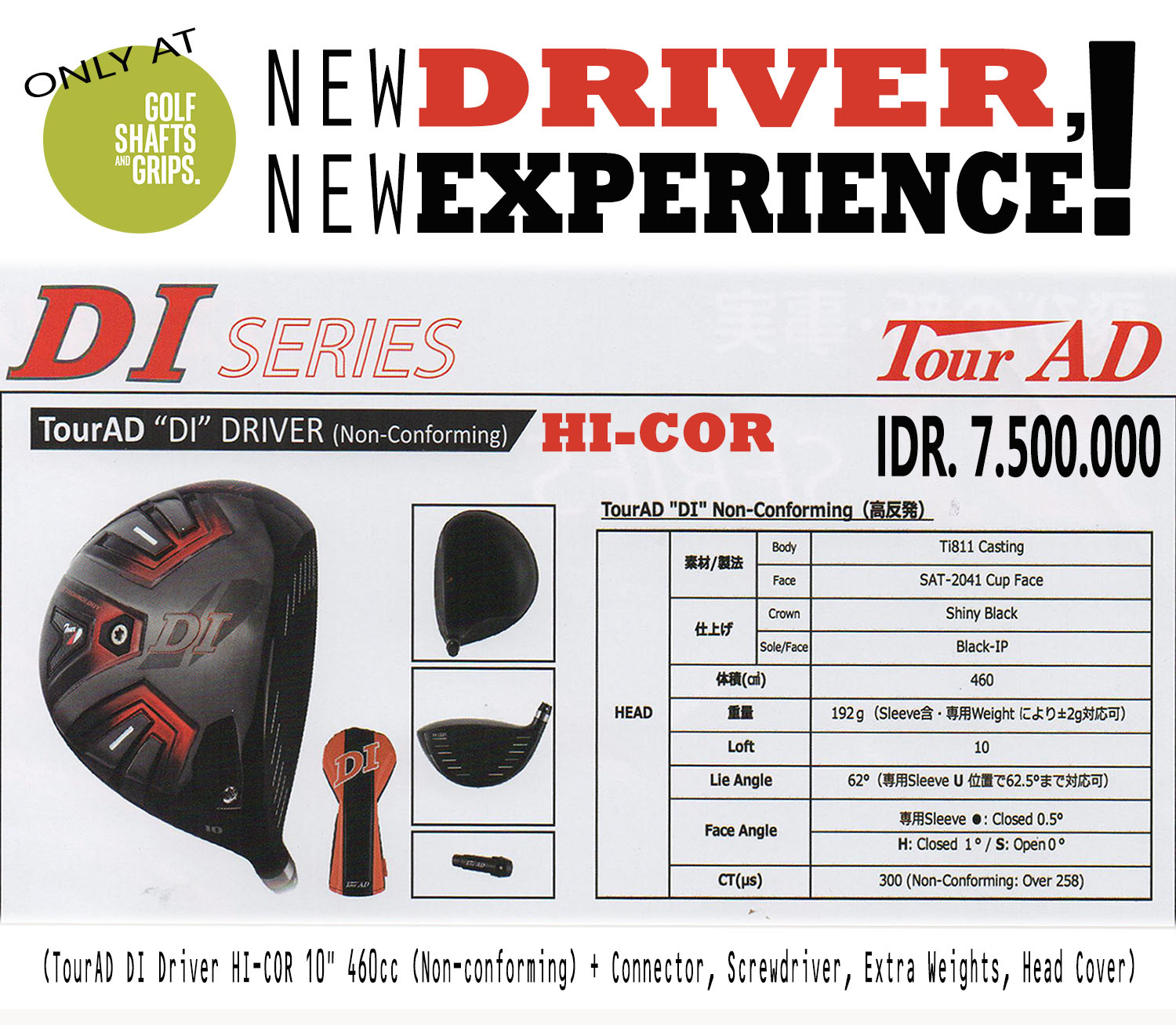 GOLF SHAFTS AND GRIPS Golf Head GRAPHITE DESIGN TOUR AD DI DRIVER HI