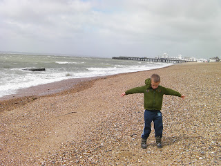 a very blustery windy day on the beach