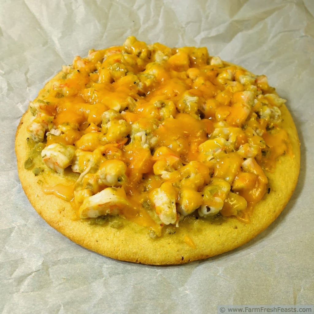 Shrimp and Salsa Verde Cornbread Pizza | Farm Fresh Feasts